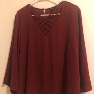 Women's red long sleeve blouse